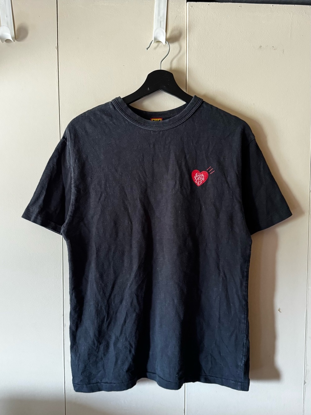 Human Made Black Short Sleeve Tee with Red Heart Patch